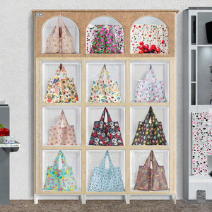 Custom Foldable Striped <b>Long</b> Handle Eco-friendly Ripstop Reusable Extra Large Shoulder Closure Polyester Shopping <b>Bags</b> - Product Image 3