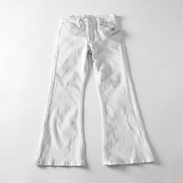 WangSheng Women's High Waist White Denim Flare Jeans Casual Skinny Breathable Embroidered Light Vintage Printed Streetwear 2XL
