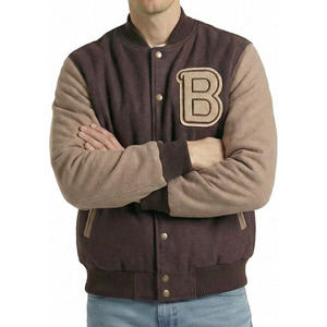 Blouson universitaire confortable pour homme, style baseball, avec col montant et patchwork personnalisé, idéal pour l'hiver et le streetwear universitaire. - Product Image 6