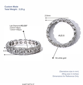 แหวนเพชรทรงกลม Tianyu Gems แบบสั่งทำพิเศษ ประดับเพชรแล็บทรงดอกไม้ ทองคำขาว 14K ฝังแบบ Pavé สำหรับผู้หญิง - Product Image 2