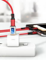 Kabel pengisi daya Multi, mikro Cobel USB C ke USB C ke USB C Tipe C PD 3 in 1 kabel pengisian cepat kabel nilon 3a