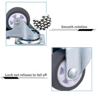Roulettes pivotantes pour meubles et canapés de 2 pouces (50 mm) avec roue en TPE grise et tige filetée