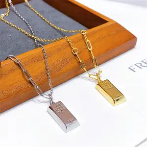 Spring New gold bar pendant necklace for women high sense copper 18K gold-plated clavicle chain net red jewelry gifts wholesale