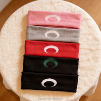 Joli Bandeau Réutilisable en Coton Tricoté Flanelle Motif Croissant de Lune, Doux et Hypoallergénique, Idéal pour les Cheveux, Cadeau Parfait pour Petite Amie/Amies au Quotidien