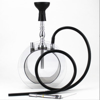 Ensemble unique de narguilé en acier inoxydable et verre de luxe de style arabe d'approvisionnement d'usine avec pot rond en acrylique de 35cm et finition givrée