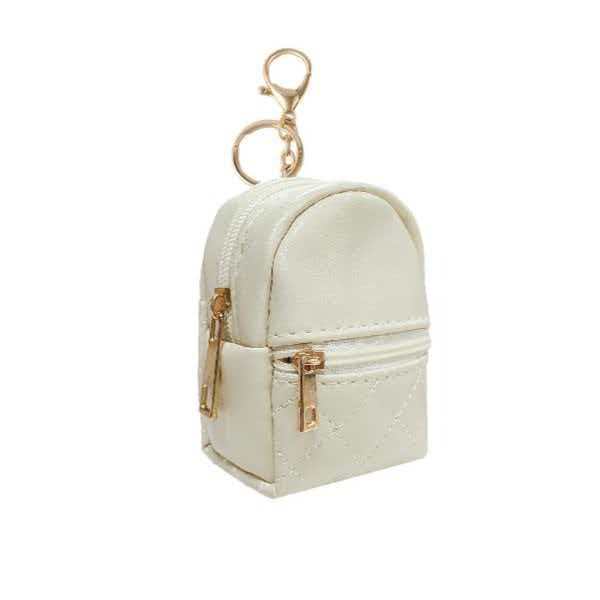 Mini Backpack Keychain Coin Purse, PU Leather Earbud Storage Bag