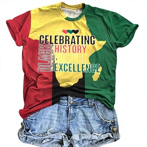 T-shirts vintage à col rond et manches courtes pour <span class=keywords><strong>femmes</strong></span>, T-shirts noirs sur le thème de l'histoire afro-américaine, célébrant la Journée de l'émancipation, 60 % coton - Product Image 1