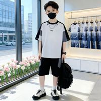 Setelan Baju Anak Laki-Laki Model Terbaru 2026 Musim Panas 3-14 Tahun Lengan Pendek, Bahan Bernapas, Keren, Sporty, Trendi