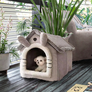 Cute Luxury Solid Square Cartoon Summer Winter Cat Dog Pet Bed Tent Soft Plush Removable Washable Cave Fashion Modern XL - Product Image 2