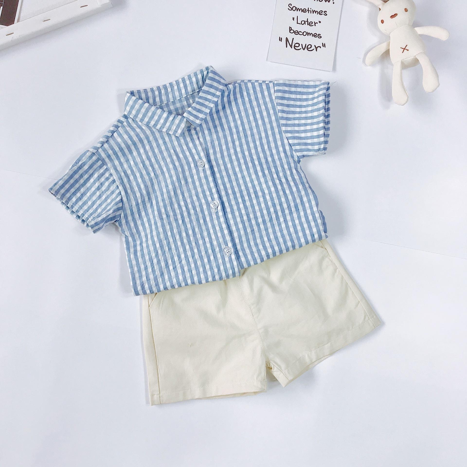 Blue and white pant boy top pants