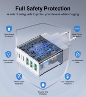 Chargeur Rapide HNT 50W 3A2C 5 Ports Prise EU/US Certifié CE FCC RoHS Adaptateur Secteur pour iPhone 17 16 15 14 Pro Max