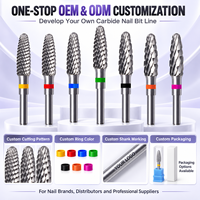 Fraise à ongles en carbure personnalisée avec motifs de coupe multiples, embout de ponçage électrique de 3/32 pouces pour marques et distributeurs de produits pour ongles