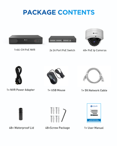 Système <span class=keywords><strong>de</strong></span> caméra <span class=keywords><strong>de</strong></span> <span class=keywords><strong>surveillance</strong></span> CCTV 4COVR 4K 64 canaux, 48 caméras IP PoE dôme commerciales 8MP anti-vandalisme IK10 - Product Image 6