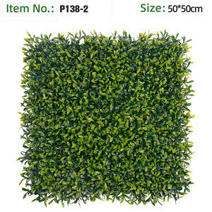 Panneau de haie murale en herbe artificielle verte 50x50cm, mélange de feuilles de lance variées, plante artificielle pour aménagement paysager, décoration extérieure commerciale - Product Image 4