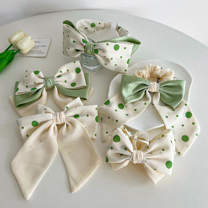 Clarmer Koreaanse Mode Groene Serie Knoop Kruis Haai Vrouwen Haaraccessoire Handgemaakte Aangepaste Stof Hoes Boog Hoofdband - Product Image 3