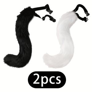 Queue d'<span class=keywords><strong>anime</strong></span> mignonne - Queue en fausse fourrure blanche moelleuse d'inspiration <span class=keywords><strong>anime</strong></span> super mignonne avec sangles réglables et anneaux métalliques pour cosplay - Product Image 5