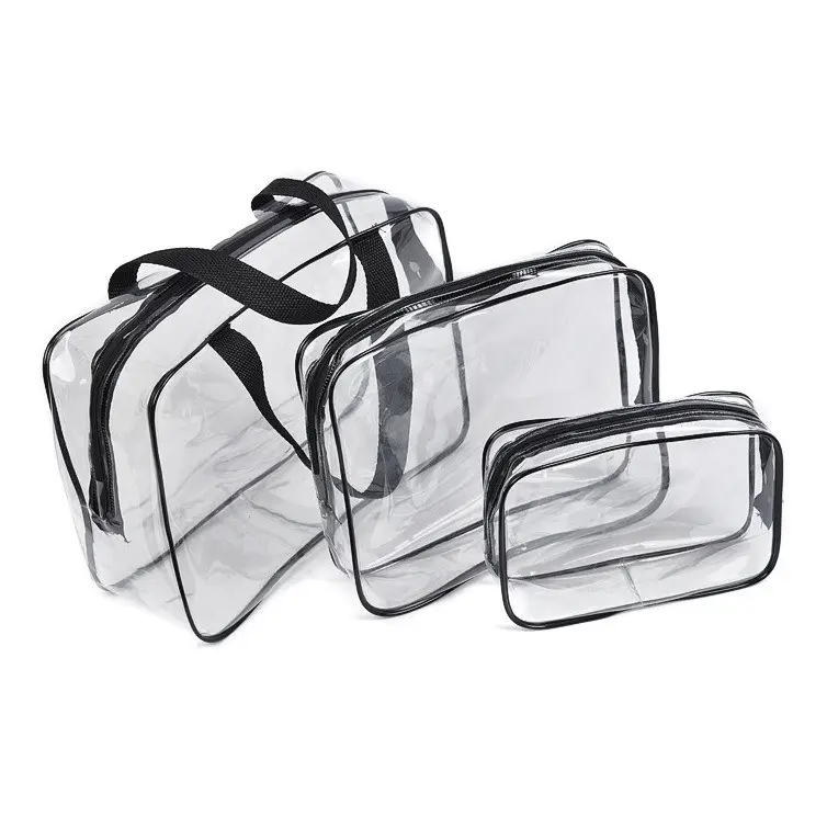 High Quality Bag Cosmetic Makeup Three In One Clear PVC Makeup Bag Pouch