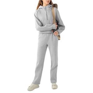 เสื้อฮู้ดดี้ครอปท็อปแฟชั่นดีไซน์เนอร์คุณภาพสูงแบบมีซิป ¼  พร้อมช่องสอดนิ้วสำหรับเล่นกีฬาสำหรับผู้หญิง - Product Image 6