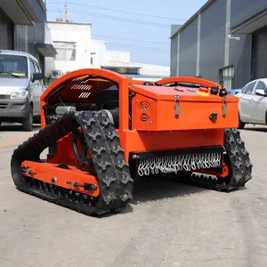 Özelleştirilmiş uzaktan kumandalı mini çayır biçme hızlı eğim yükseltme bıçak mower biçme makinesi ile tırmanma biçme yeteneği