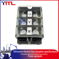 Bloque de Terminales de Alimentación Personalizado Temile de 19 mm, Aprobado por CE CUL, 3 Pines, 600 V, 65 A, Tornillos de Latón Negro, -40 °C~120 °C, Modelo Pd 14-xx-00