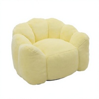 Fauteuil pouf en mousse compressée de type lotus au design moderne avec anneau de traction, fausse fourrure, confort doux, réglable, une place, jaune