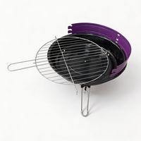 Barbecue portable au charbon de bois pour l'extérieur, corps émaillé avec pieds pliables et grille chromée pour le camping familial