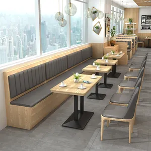 Modern Restaurant Tables And Chairs Booth Seating Sets Furniture Coffee Cafe Shop Fast Food Bar Wood Booth Seat Sofa Chair