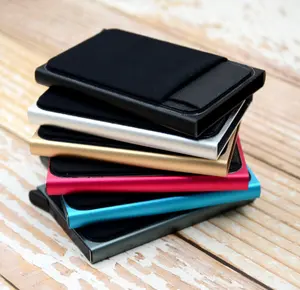 Dompet kulit dompet RFID cepat, stok tersedia, dompet kulit, cepat memblokir, tempat kartu Pop Up, dengan tempat kartu kredit Lycra