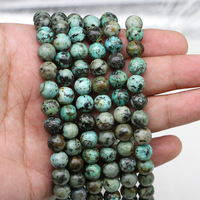 Perles de Turquoise Africaine Naturelle Verte de Haute Qualité 4mm 6mm 8mm 10mm, Brins de 16 pouces pour la Fabrication de Bijoux