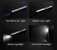 Mini lampe torche LED rechargeable étanche avec support de stylo, lumière latérale COB UV 500lm, batterie 14500, pour camping