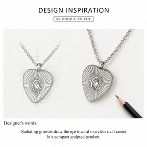 Collier Zircon Sunburst en Acier Inoxydable avec Pendentif Sculpté, Chaîne 39+5 cm, 1.9 x 1.6 cm, 6 g - Product Image 3