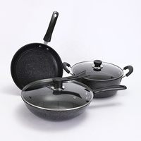 Wajan Anti Lengket Batu Maifan Ukuran Besar 32/26/26cm, Lapisan Alami Maifanshi, Set Peralatan Masak