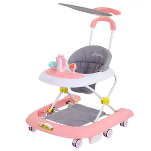 Baby Walkers Prevenir O-pernas 2-em-1 multifuncional com toldo ajuste de altura de 5 velocidades com música baby walkers