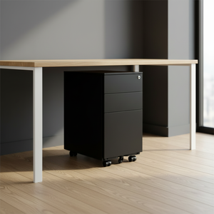 Meuble de rangement de bureau moderne et compact, en acier, avec tiroirs mobiles, pour papier A4 et format légal, avec serrure, pour l'école, le sous-sol - Product Image 2