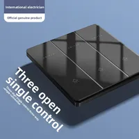 Interrupteur à bouton-poussoir ultra-mince de type 86, 58 mm, 10A, panneau en plastique noir dissimulé pour usage domestique, résistant à la friction