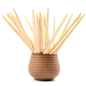 Bâtons en bambou semi-pointus, brochettes de 5mm d'épaisseur, naturel, biscuits en maïs Cob, sucette BBQ, au Caramel, bonbons Apple 6 pièces 14CM