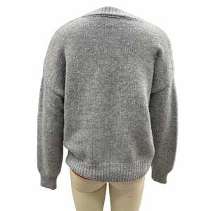 Suéter Cálido Gris 2026, Jersey de Punto Hecho a Mano con Flores de Perlas Bordadas, Cuello Redondo, Ropa de Punto para Mujer, Suéteres Bordados - Product Image 3