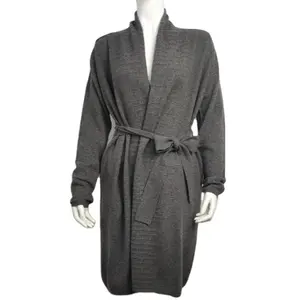 Áo Cardigan Nữ Dài 100% Cashmere Có Thắt Lưng