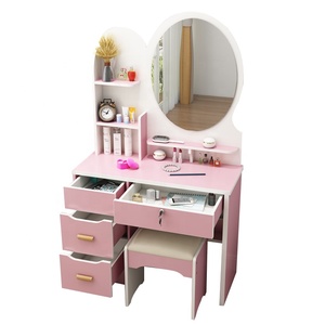 Commode de chambre moderne à 4 tiroirs en MDF avec miroir, coiffeuse, table de maquillage, montage facile - Product Image 6
