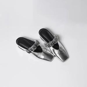 Mules de Cuero Genuino con Punta Cuadrada y Hebilla Metálica, Sandalias de Verano para Mujer con Plataforma - Product Image 3