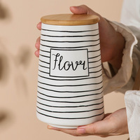 Service tout-en-un : Boîte à thé personnalisée OEM rapide, pot à café, sucre et thé de luxe en céramique avec couvercle en bambou, ensemble de boîtes en céramique