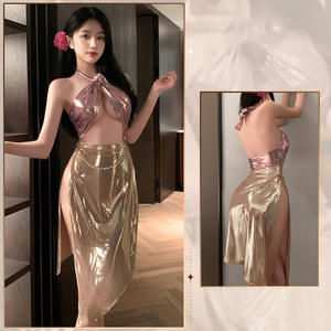 فستان طويل مزين بالزهور ثلاثي الأبعاد نسائي راقي مثير سهل التنظيف منتجات للكبار برغبات نقية بتصميم مجوف - Product Image 3