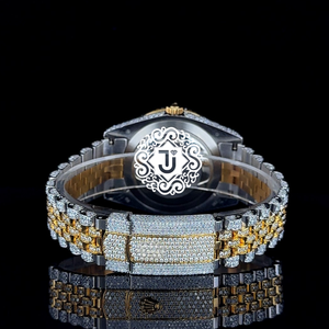 Montre mécanique de luxe entièrement sertie de moissanite en acier inoxydable de fabrication indienne, résistante à l'eau 3 ATM, unisexe - Product Image 2