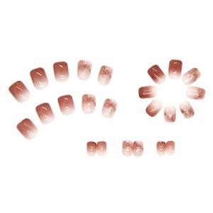 Uñas Postizas Acrílicas Cortas Cuadradas Rojo Marrón, Acabado Brillante en Gel para Decoración de Uñas - Product Image 5