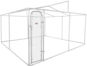 Grand enclos pour chien en métal galvanisé pour l'extérieur, cage robuste, parc pour animaux, clôture d'exercice avec toit/porte 3x3x2.3M - Product Image 4