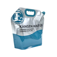 Sac d'emballage liquide pliable en plastique de 5 litres, argenté, avec bec verseur, pour eau Kangen et stockage d'eau