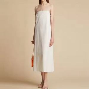 Robe longue midi décontractée et élégante pour femmes, 100% lin, écologique, motif uni, pour les fêtes de printemps et les adolescentes - Product Image 2