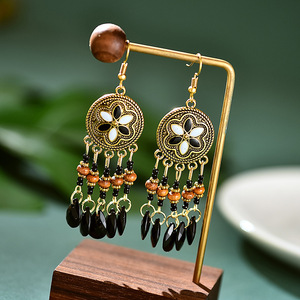Pendientes colgantes de aleación de Zinc bohemios Vintage 2023, cuentas acrílicas llamativas coloridas étnicas, joyería llamativa elegante con borlas - Product Image 6