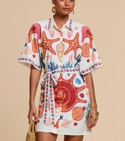 Robe chemise décontractée à imprimé animal des fonds marins pour femmes tenues de vacances femme