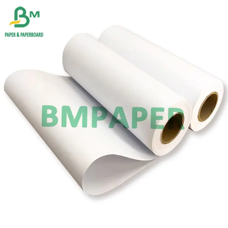 20lb 80gsm CAD Rollo de impresión por inyección de tinta Papel Bond Rollos blancos Papel de plotter en paquete de cartón 24 "36" Ancho 150ft Longitud 2 "pulgadas núcleo